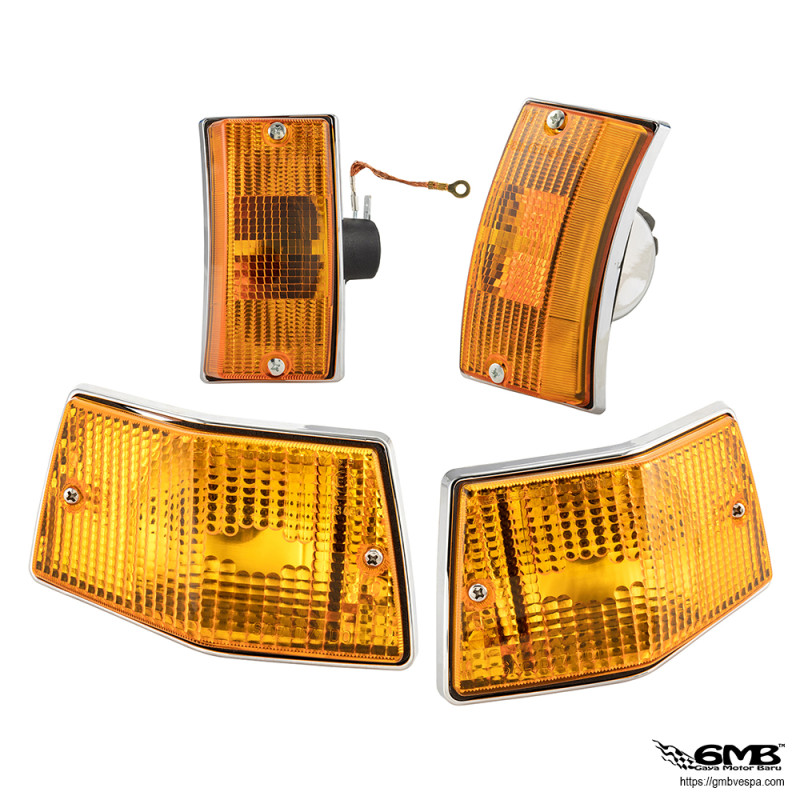 Siem Indicator Set for Vespa PX Yellow Lens Chrome Casing